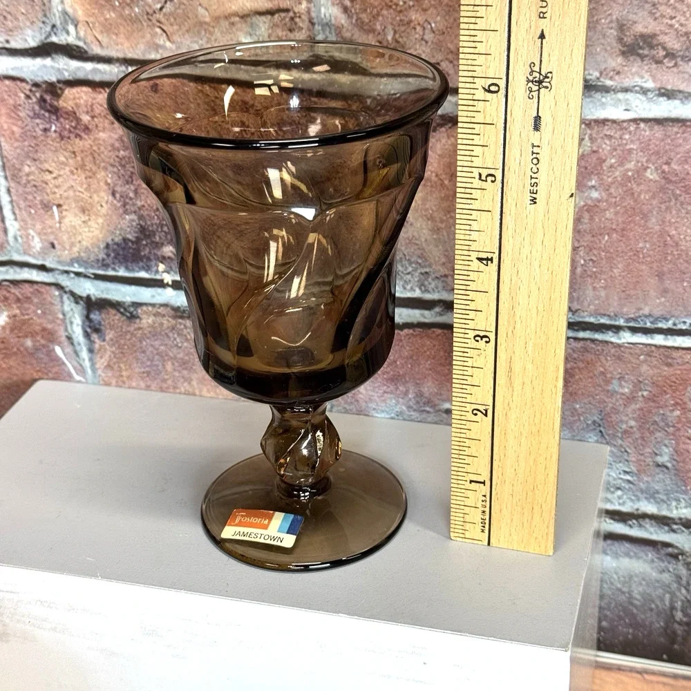 Vintage Fostoria Jamestown Smoke Brown Swirl Water Wine Glass Goblet Replacement
